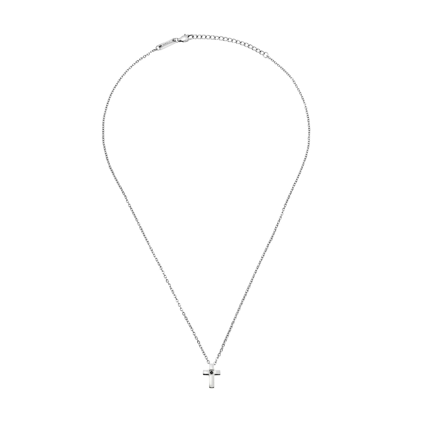 Collana Breil Black Diamond acciaio croce con diamante nero MISURA UNICA