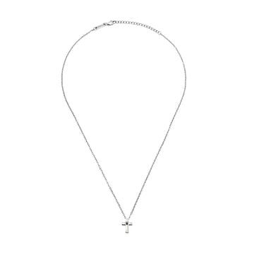 Collana Breil Black Diamond acciaio croce con diamante nero MISURA UNICA