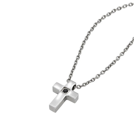 Collana Breil Black Diamond acciaio croce con diamante nero MISURA UNICA