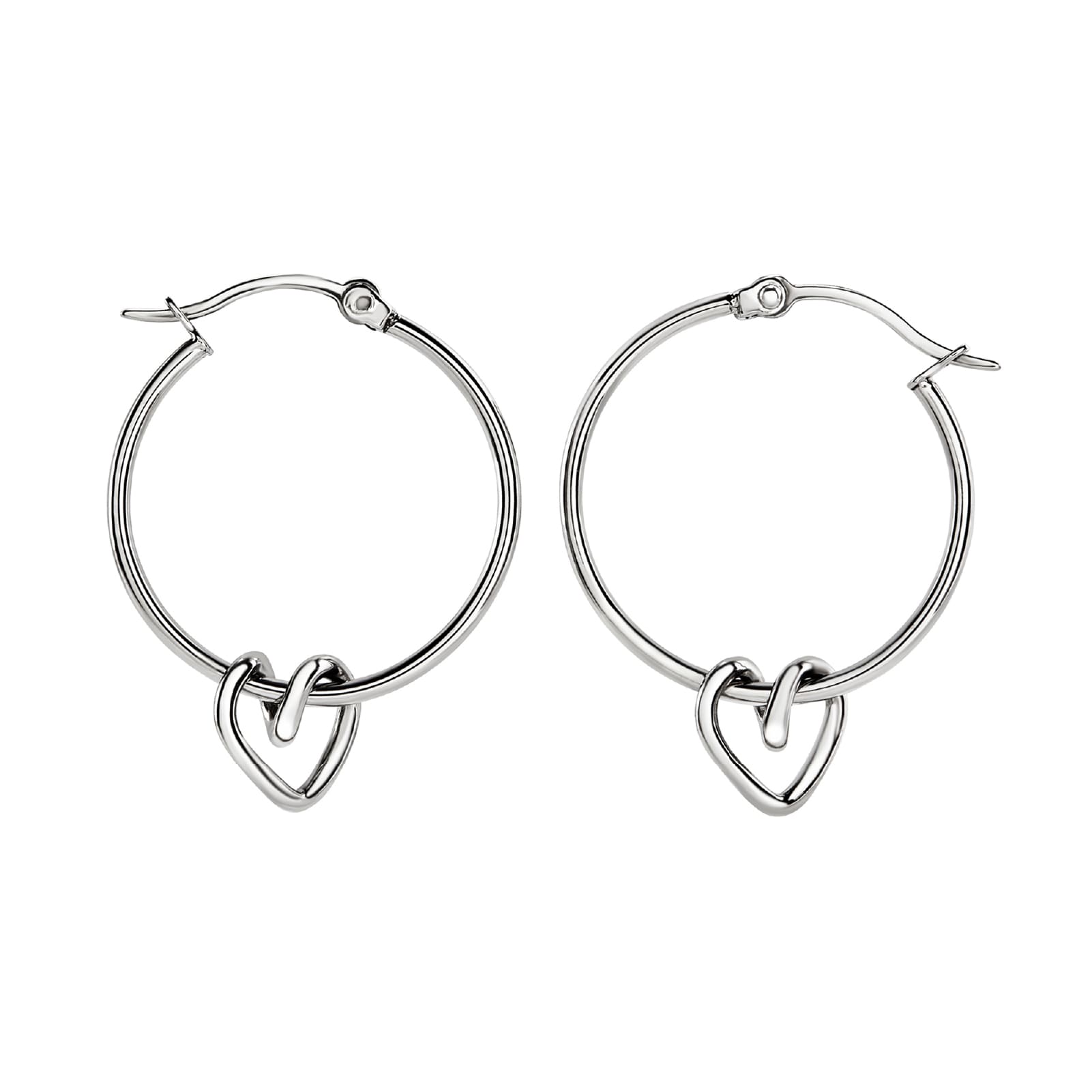 Orecchini a cerchio Breil in argento con cuore in acciaio MISURA UNICA