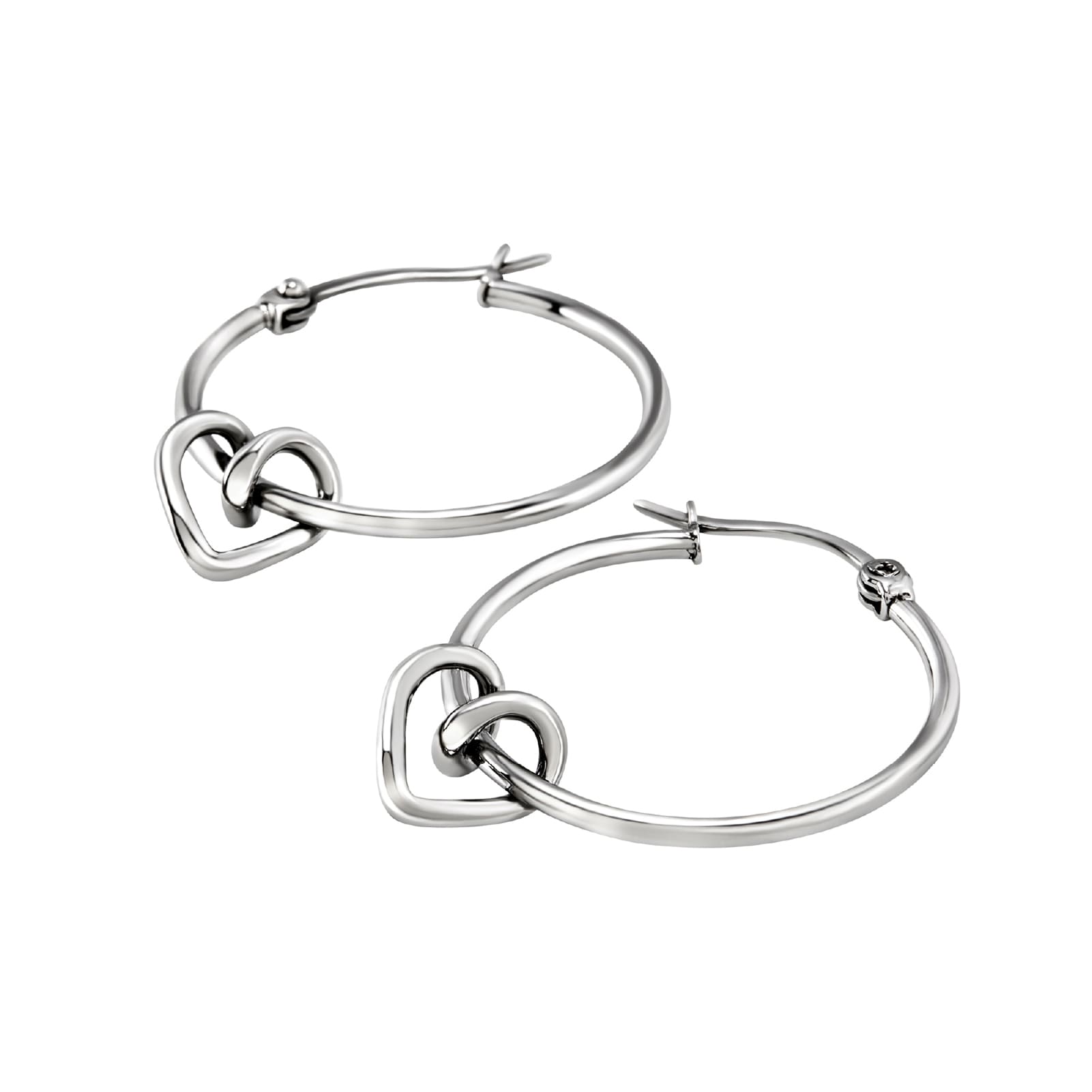 Orecchini a cerchio Breil in argento con cuore in acciaio MISURA UNICA