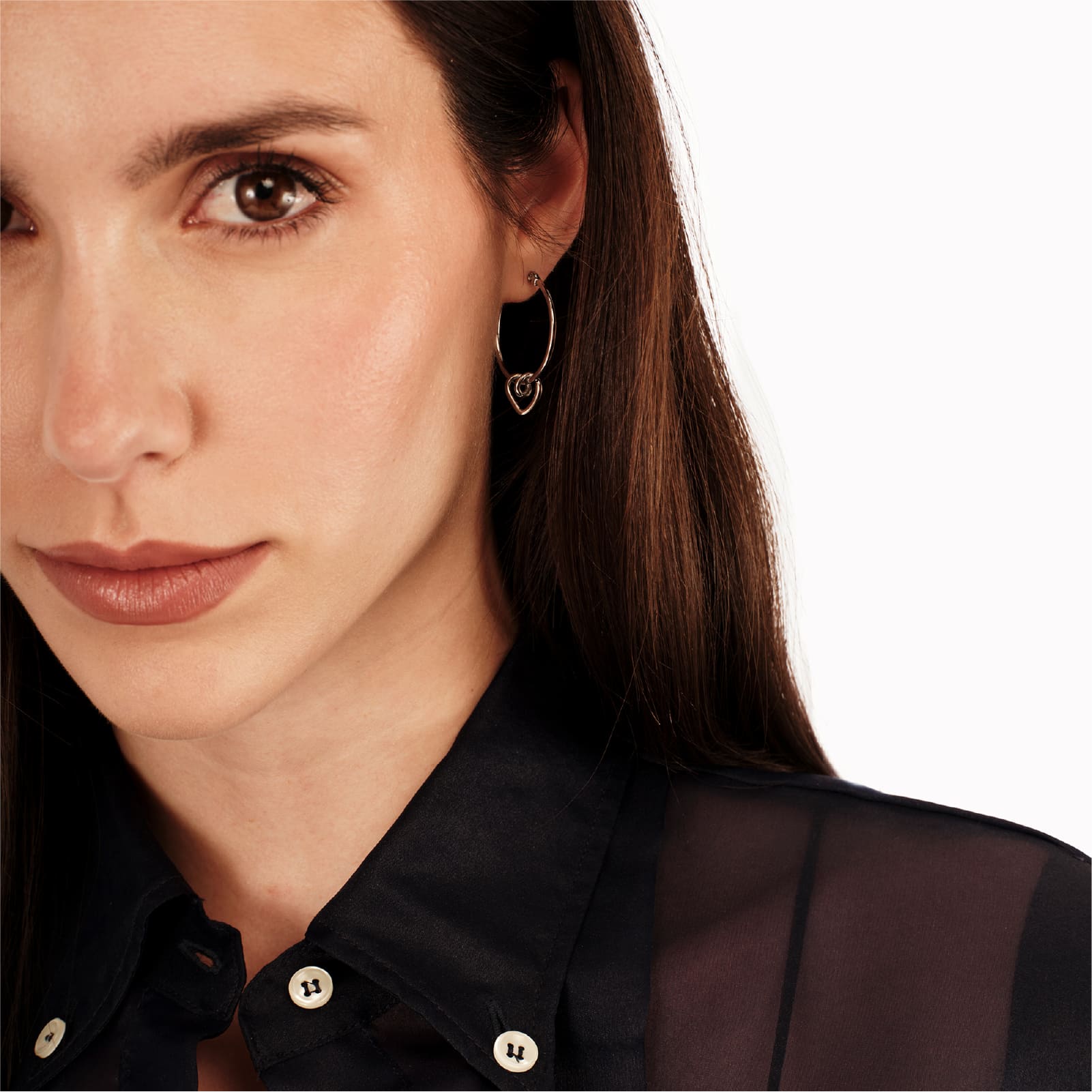 Orecchini a cerchio Breil in argento con cuore in acciaio MISURA UNICA