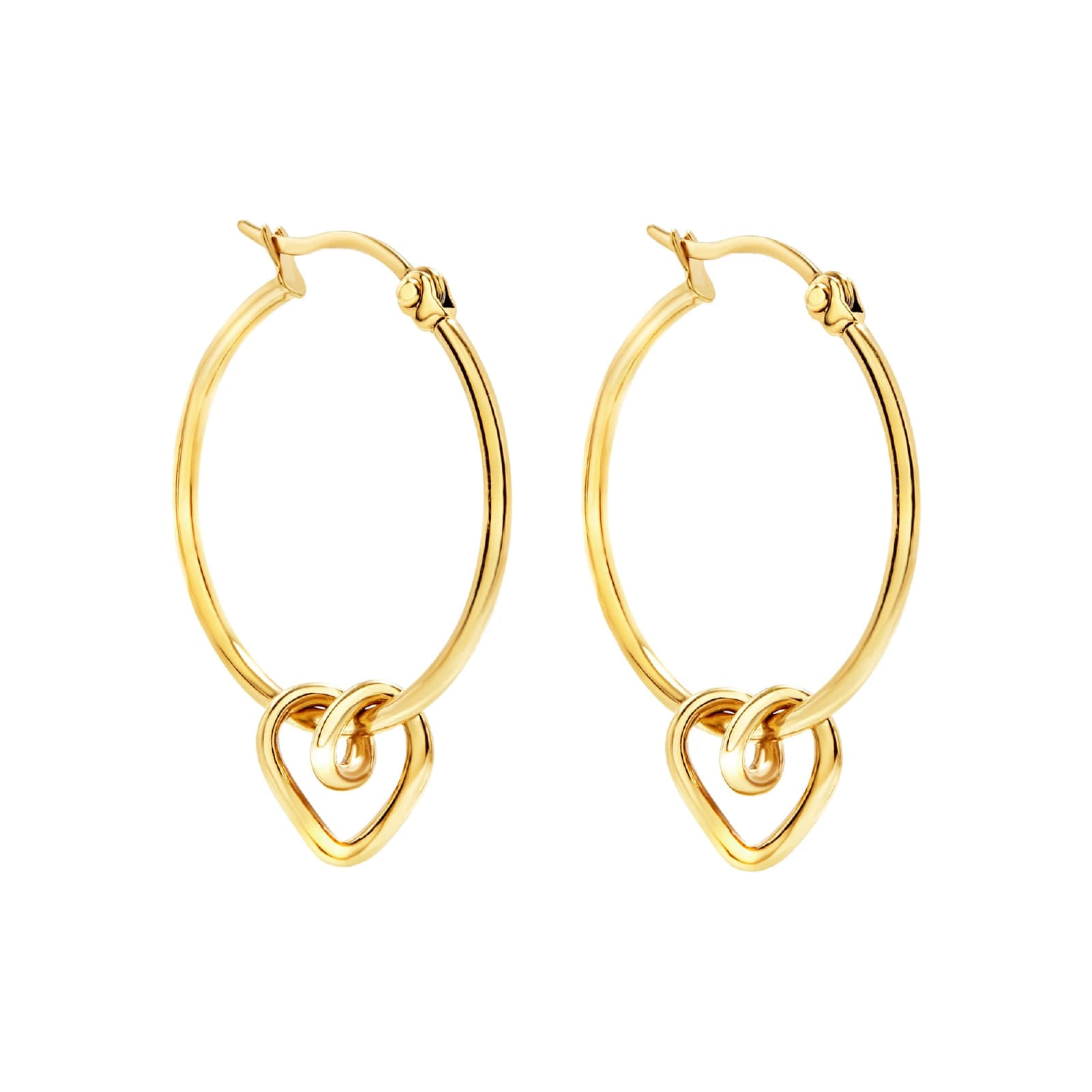 Orecchini a cerchio Breil in oro con pendente cuore MISURA UNICA