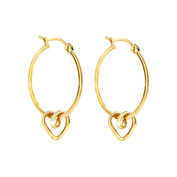 Orecchini a cerchio Breil in oro con pendente cuore MISURA UNICA