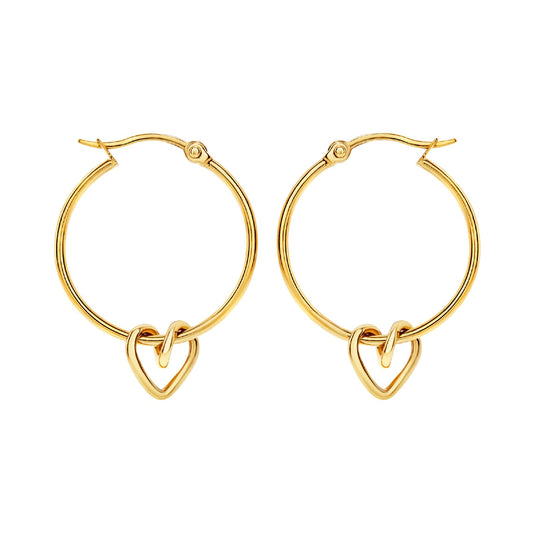 Orecchini a cerchio Breil in oro con pendente cuore MISURA UNICA