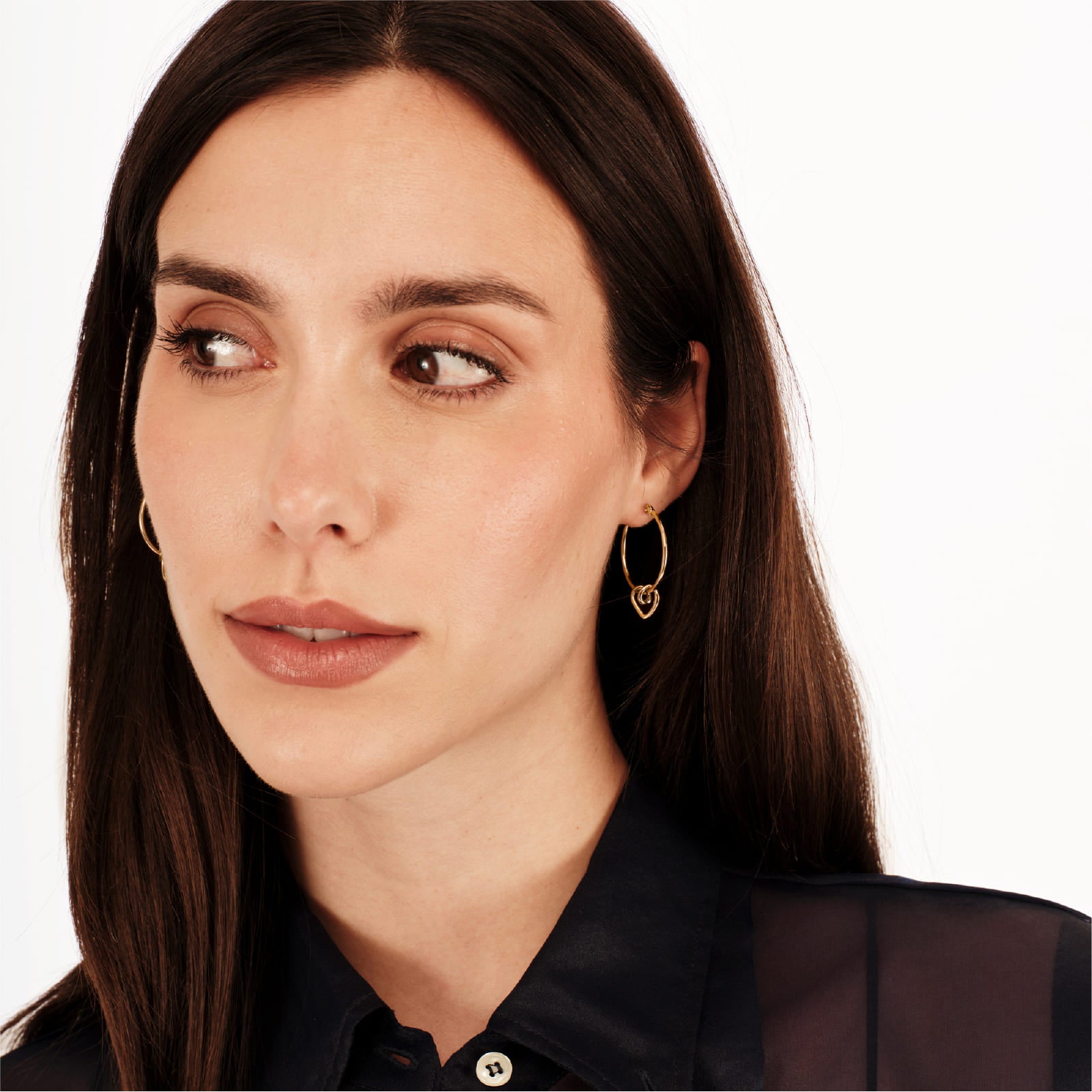 Orecchini a cerchio Breil in oro con pendente cuore MISURA UNICA