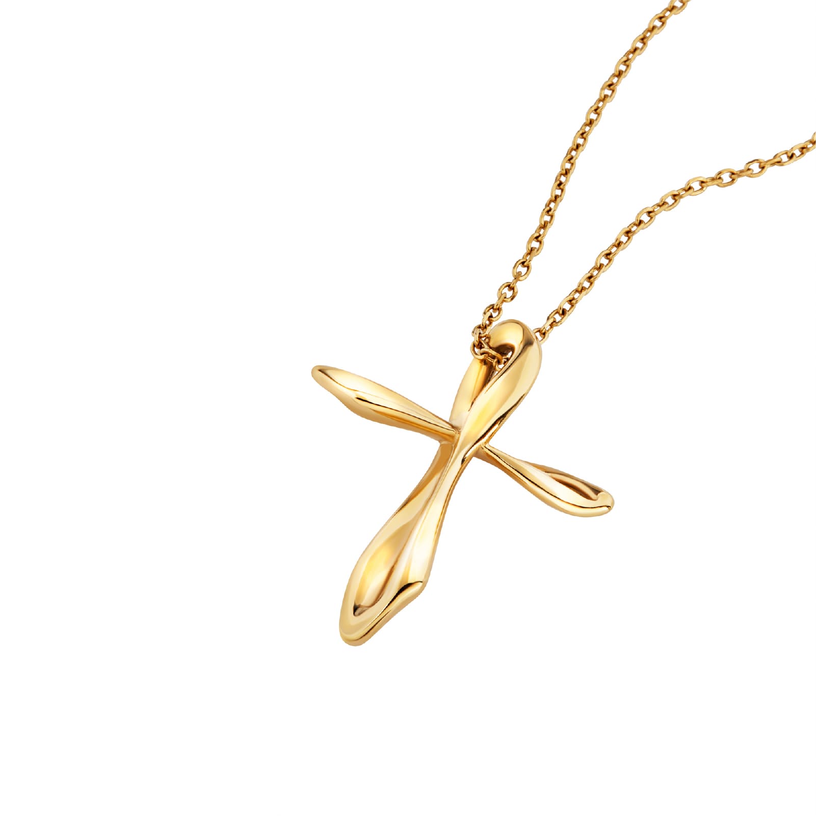 Collana Breil Alchemy donna acciaio dorato con croce fluida MISURA UNICA