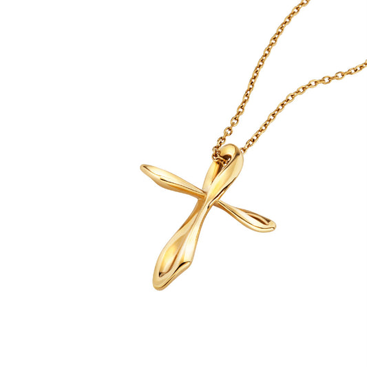Collana Breil Alchemy donna acciaio dorato con croce fluida MISURA UNICA