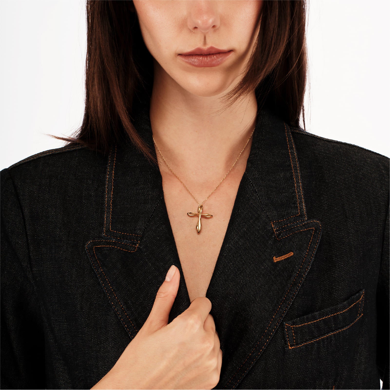 Collana Breil Alchemy donna acciaio dorato con croce fluida MISURA UNICA