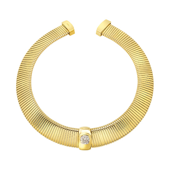 Collana tubogas Breil Stylize in acciaio dorato con zircone