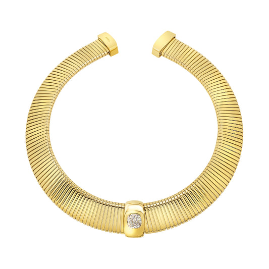 Collana tubogas Breil Stylize in acciaio dorato con zircone