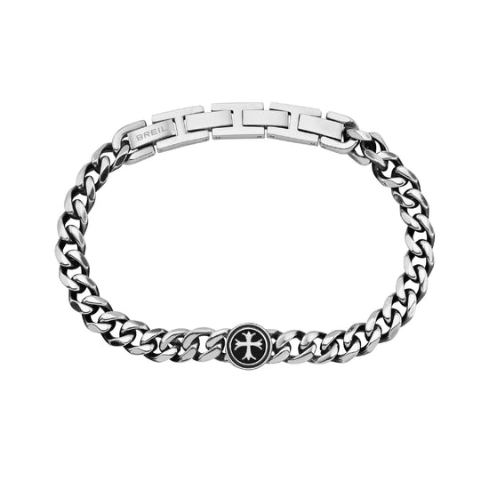 Bracciale Breil Dock in acciaio e cerchio centrale con croce Regolabile 17-22 cm