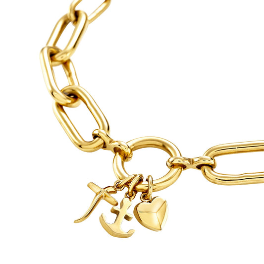 Collana catena Breil in acciaio dorato con tre charms MISURA UNICA