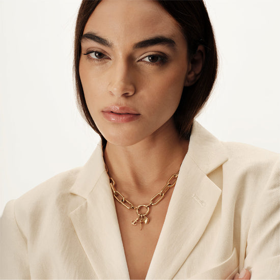 Collana catena Breil in acciaio dorato con tre charms MISURA UNICA