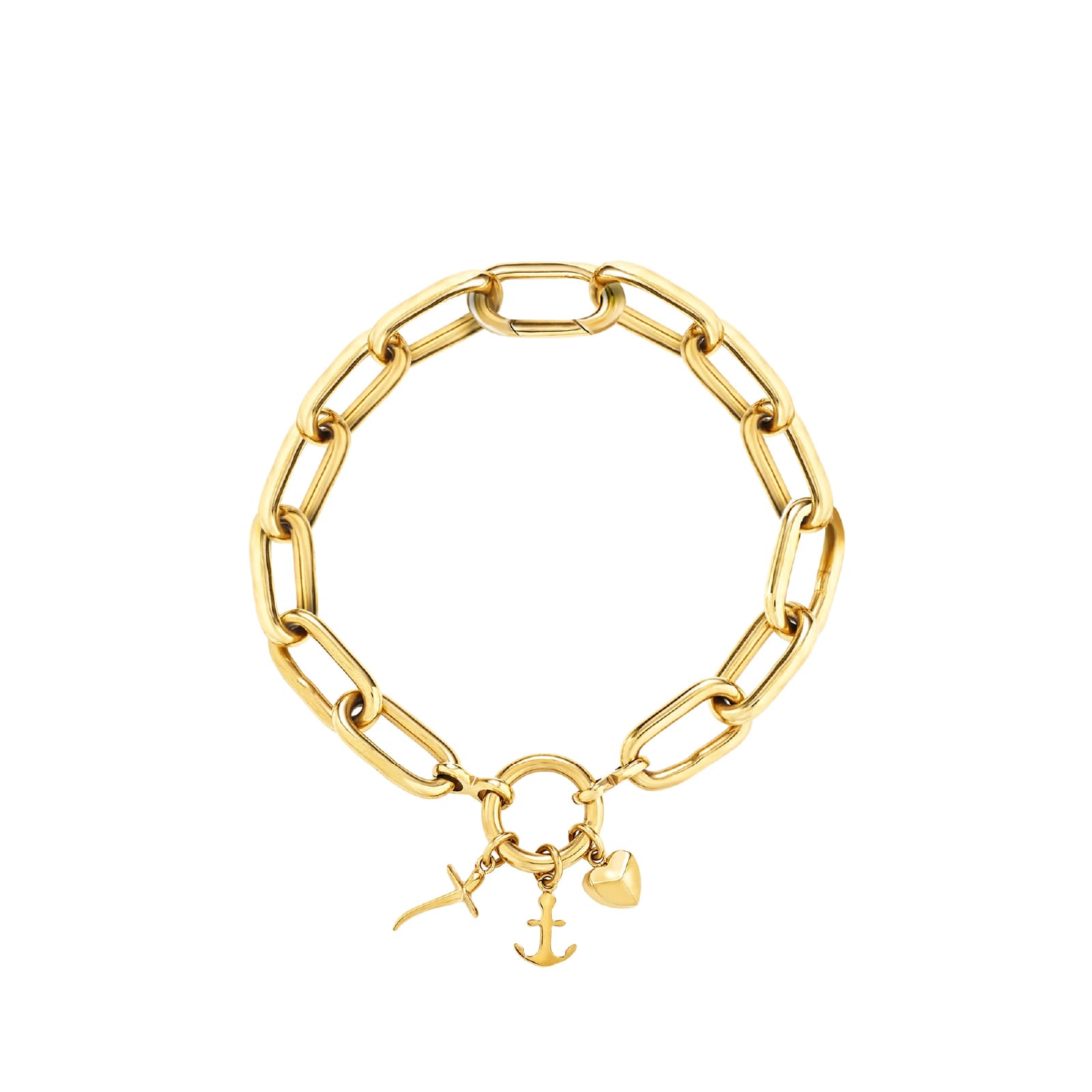 Bracciale catena Breil in acciaio dorato con tre charms 22,5 cm