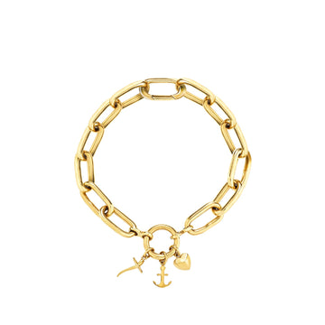 Bracciale catena Breil in acciaio dorato con tre charms 22,5 cm