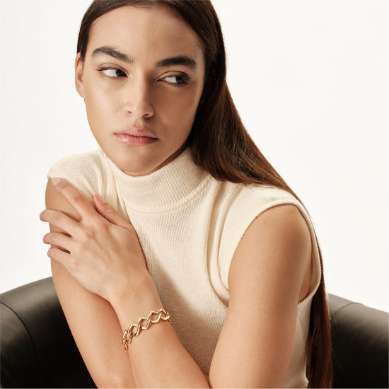 Bracciale catena Breil acciaio dorato con maglie romboidali 22 cm