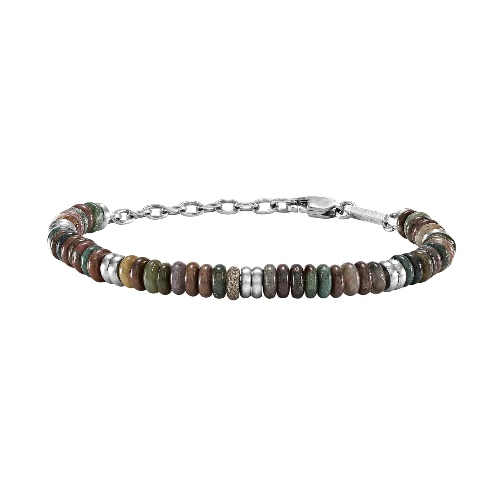 Bracciale catena Briel con dischi in acciaio e pietre naturali 22 cm