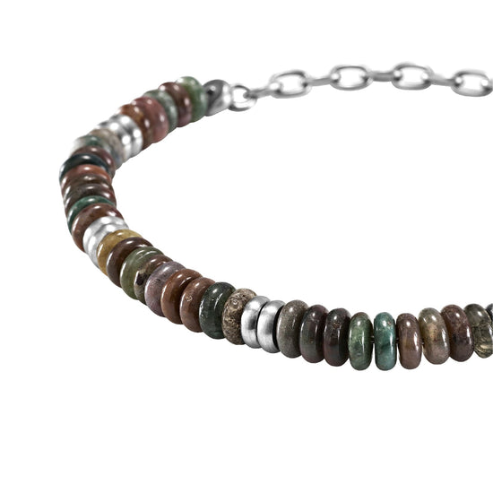 Bracciale catena Briel con dischi in acciaio e pietre naturali 22 cm