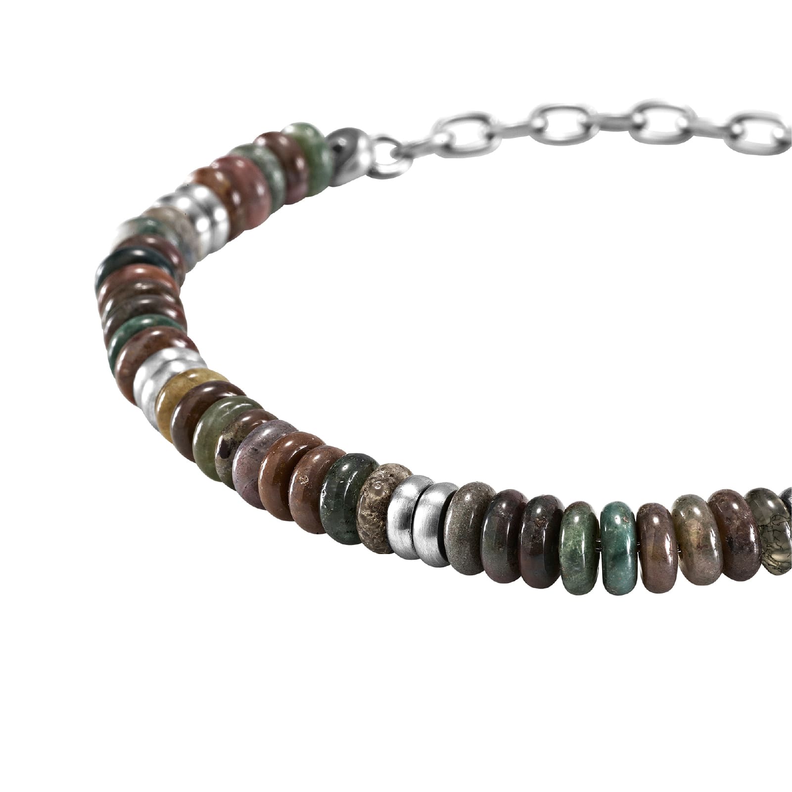 Bracciale catena Briel con dischi in acciaio e pietre naturali 22 cm