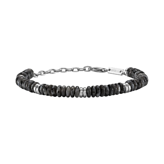 Bracciale catena Briel con dischi in acciaio e pietre grigie 22 cm