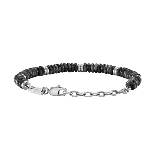 Bracciale catena Briel con dischi in acciaio e pietre grigie 22 cm