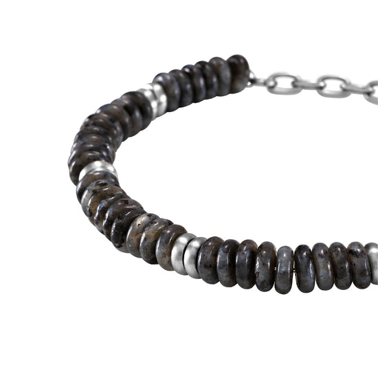 Bracciale catena Briel con dischi in acciaio e pietre grigie 22 cm