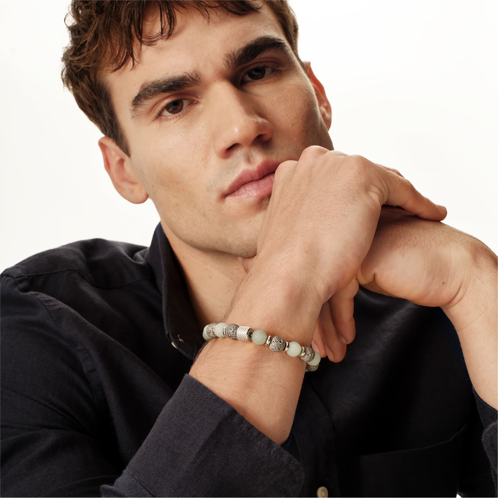 Bracciale catena Briel in acciaio con elementi sferici 22 cm