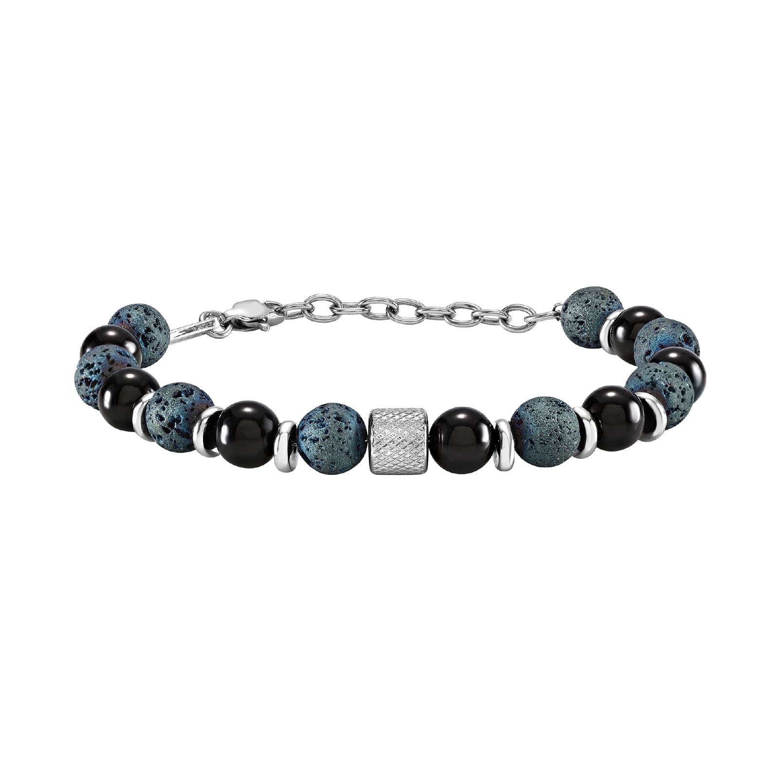Bracciale catena Briel in acciaio blu con elementi sferici 22 cm