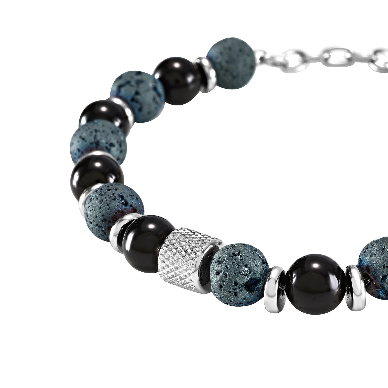 Bracciale catena Briel in acciaio blu con elementi sferici 22 cm