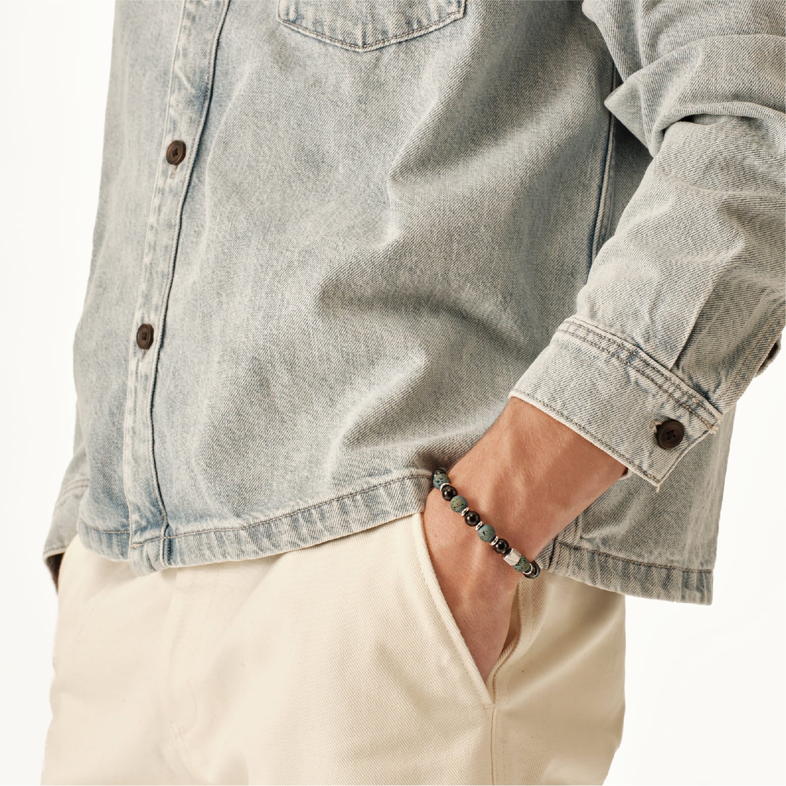 Bracciale catena Briel in acciaio blu con elementi sferici 22 cm