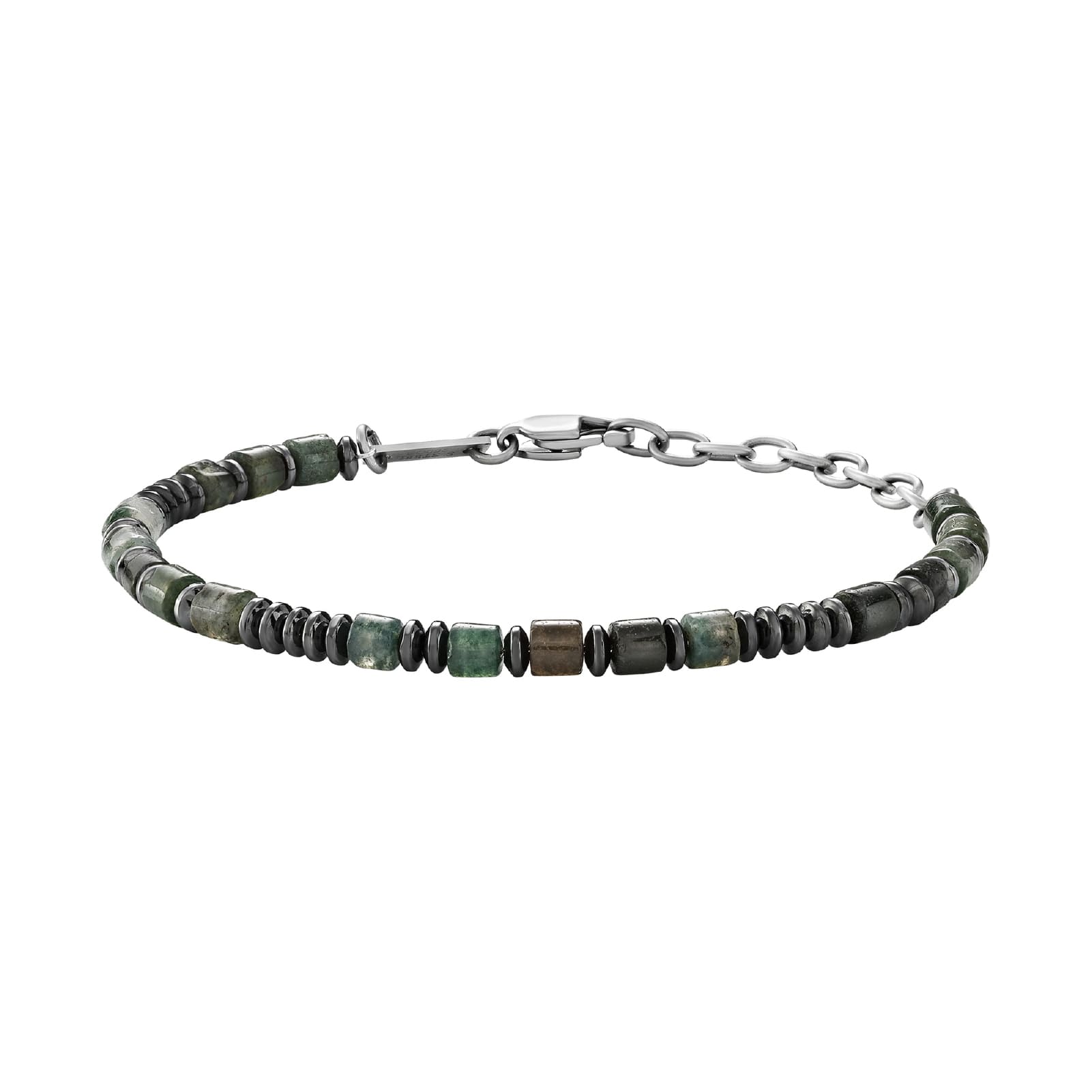 Bracciale catena Briel con dischi in acciaio verde e pietre 22 cm