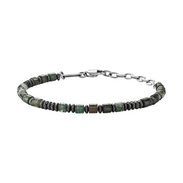 Bracciale catena Briel con dischi in acciaio verde e pietre 22 cm