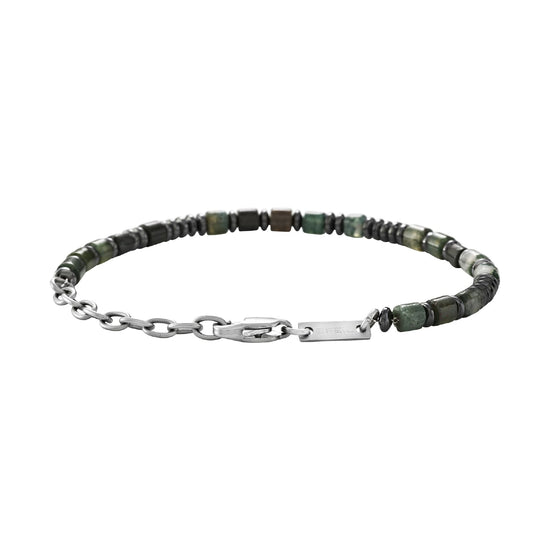 Bracciale catena Briel con dischi in acciaio verde e pietre 22 cm