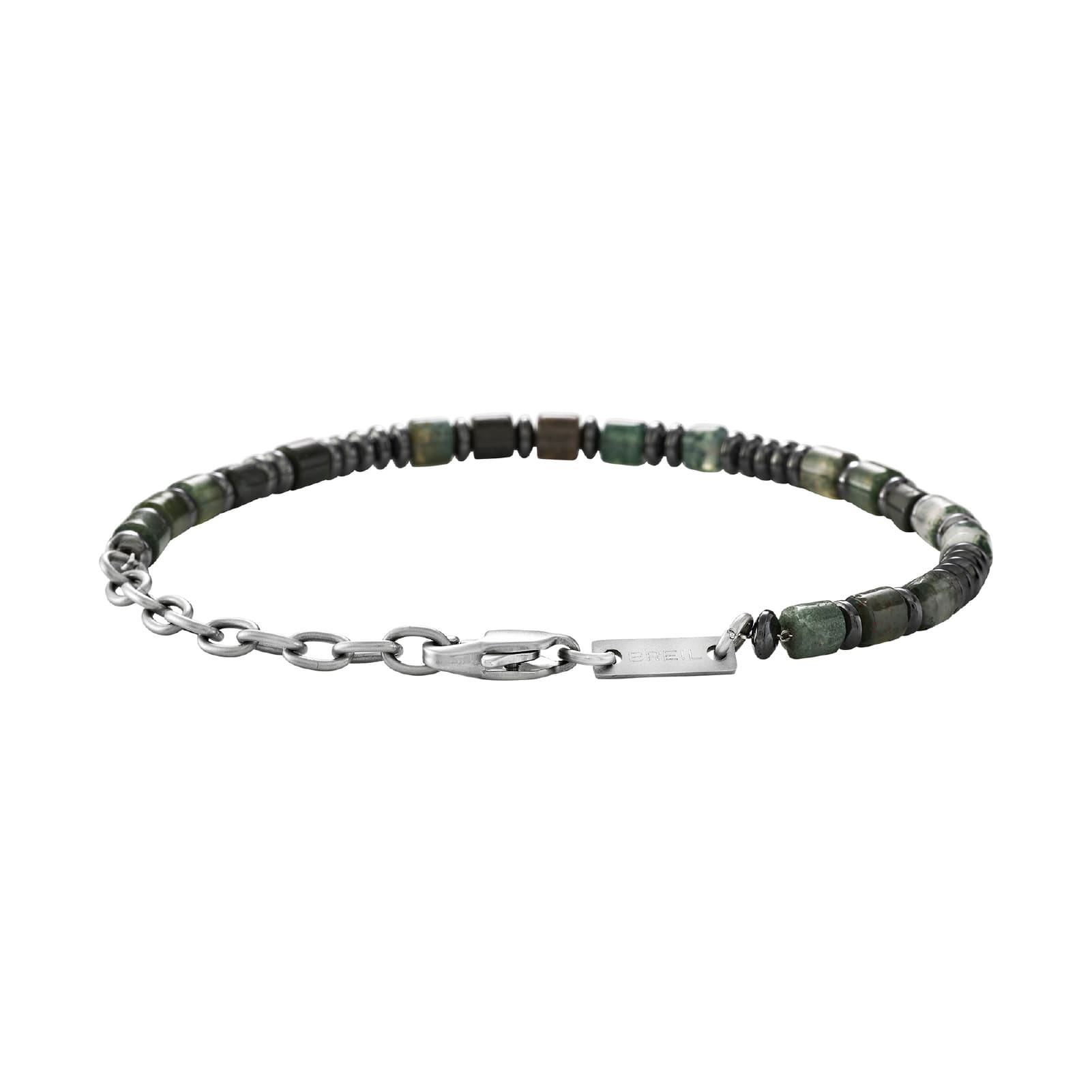 Bracciale catena Briel con dischi in acciaio verde e pietre 22 cm