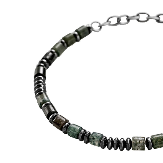 Bracciale catena Briel con dischi in acciaio verde e pietre 22 cm