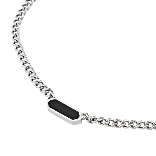 Collana catena Breil Stylize in acciaio e agata nera MISURA UNICA