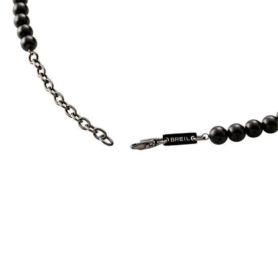 Collana catena Breil in acciaio con pietre nere da uomo MISURA UNICA