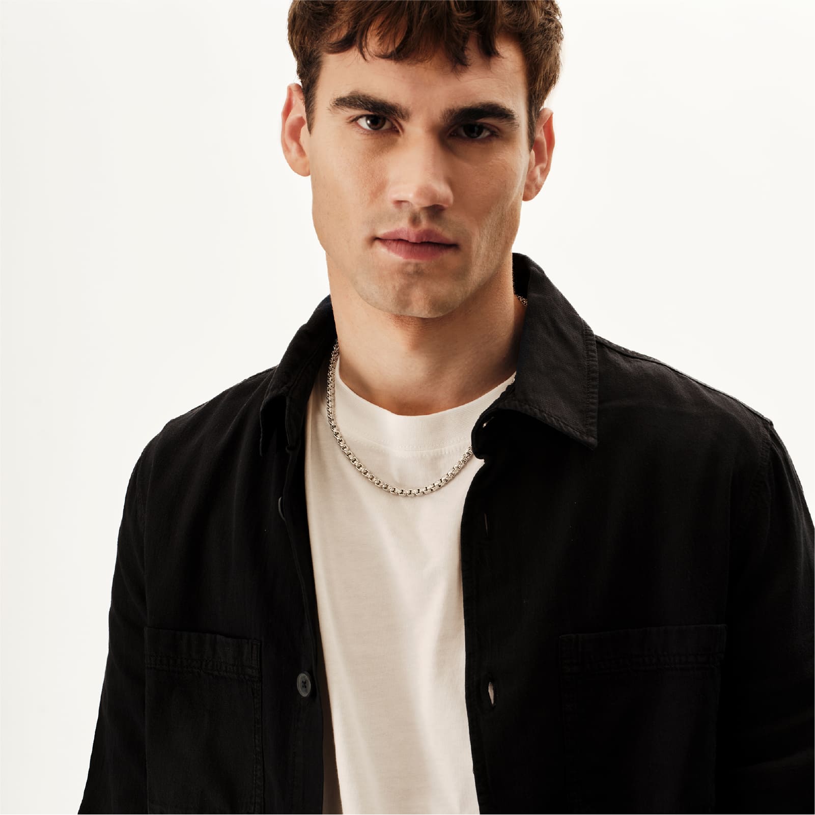 Collana catena Briel con maglie lavorate in acciaio da uomo MISURA UNICA