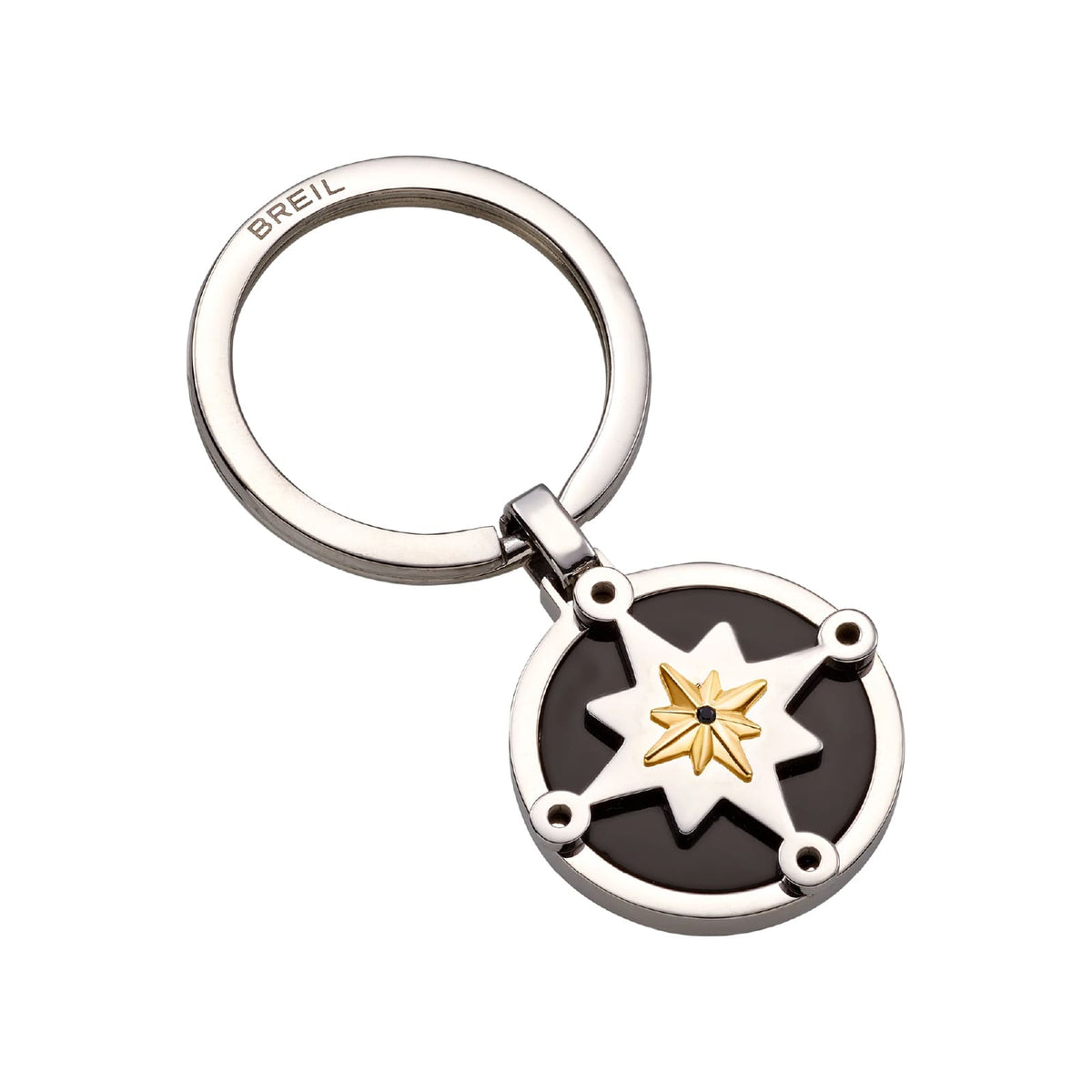 Portachiavi Breil Infinite Star acciaio e agata nera stella MISURA UNICA