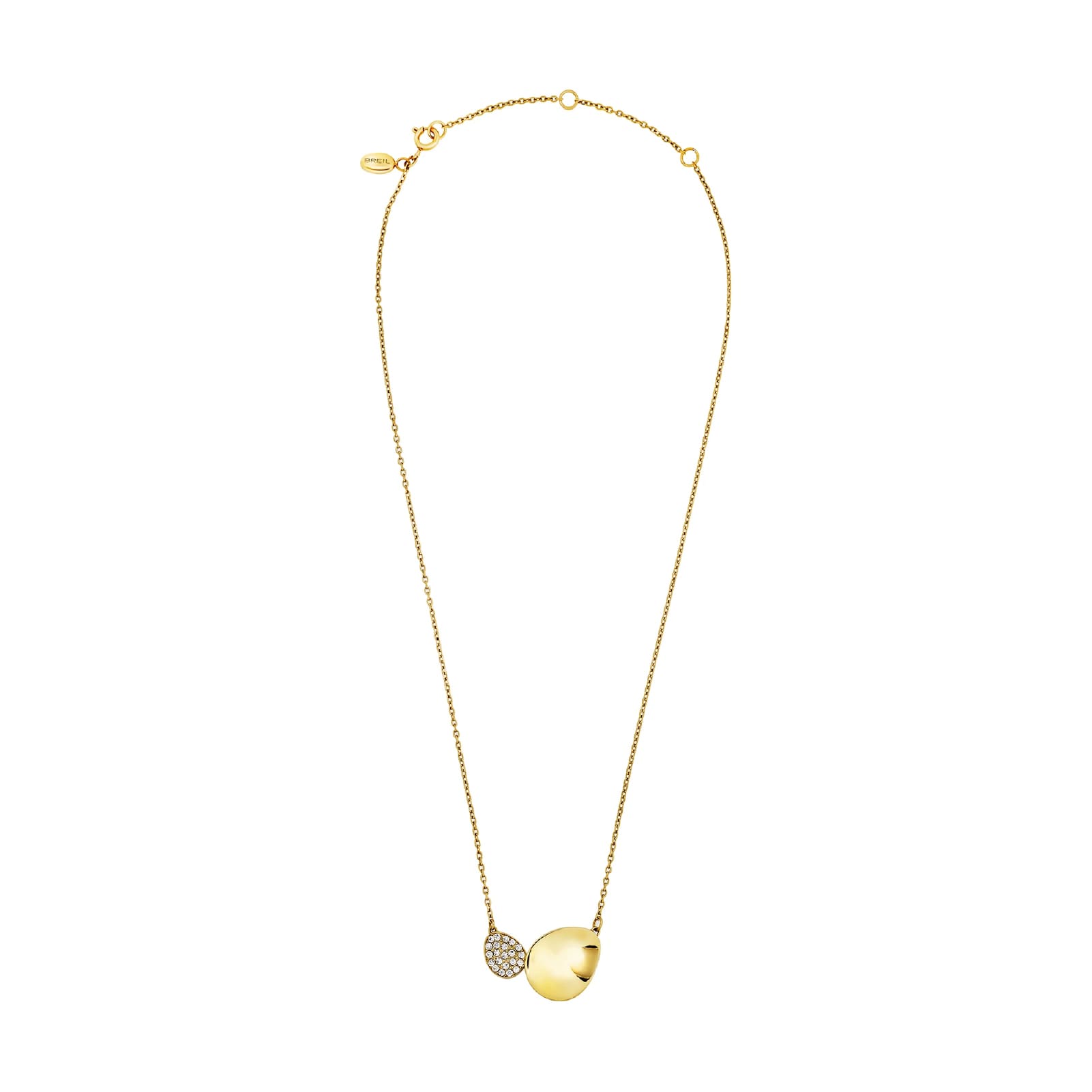 Collana pendente Breil Whisper Glow in acciaio oro cristalli MISURA UNICA