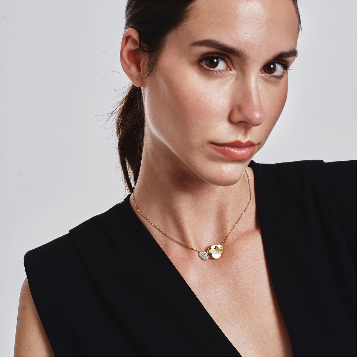 Collana pendente Breil Whisper Glow in acciaio oro cristalli MISURA UNICA