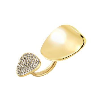 Anello aperto Breil Whisper Glow in acciaio dorato cristalli 15