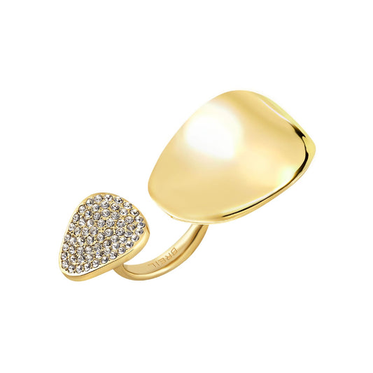 Anello aperto Breil Whisper Glow in acciaio dorato cristalli 15