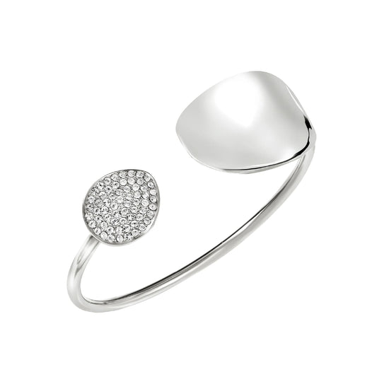 Bracciale rigido Breil Whisper Glow in acciaio e cristalli diametro 5,6 cm