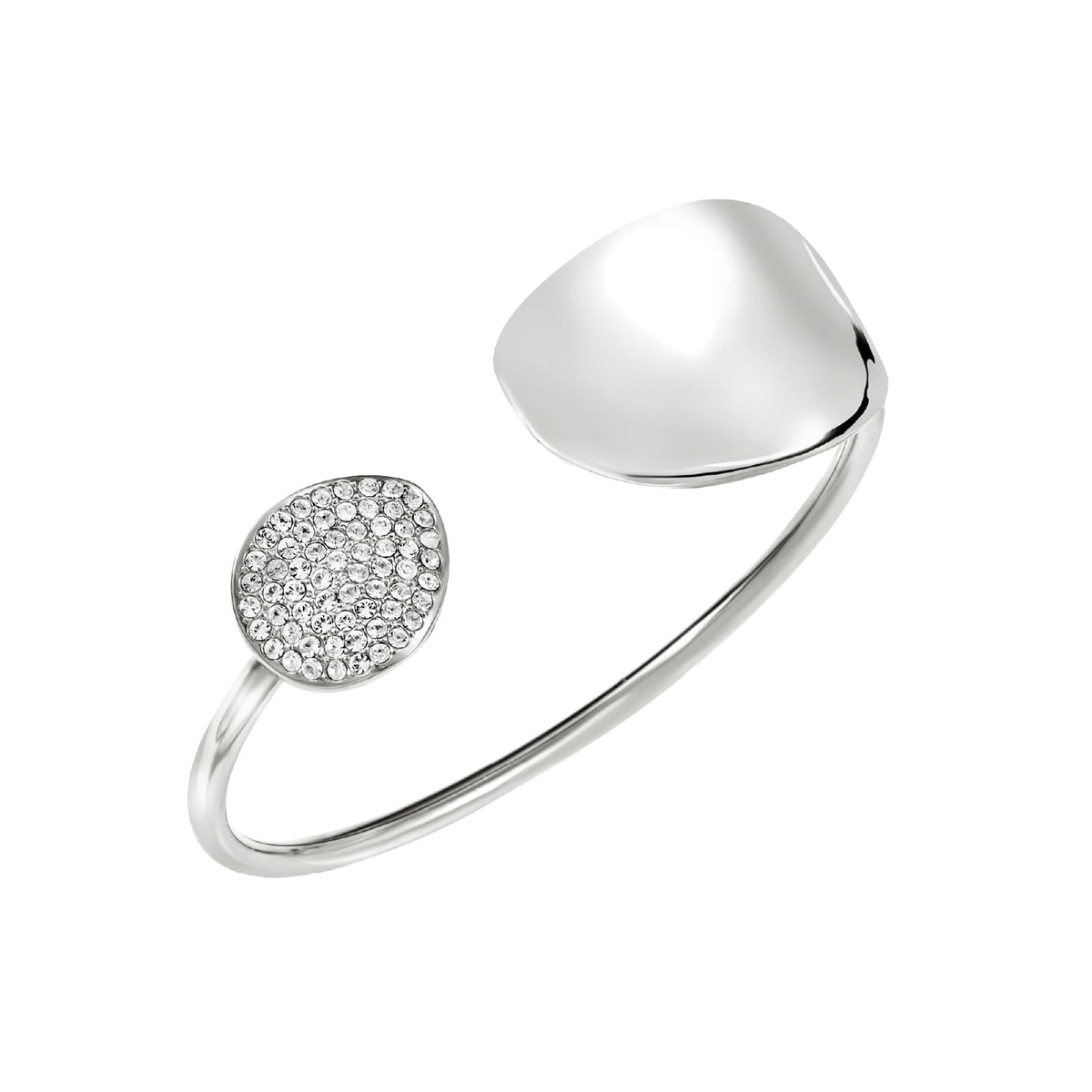 Bracciale rigido Breil Whisper Glow in acciaio e cristalli diametro 5,6 cm