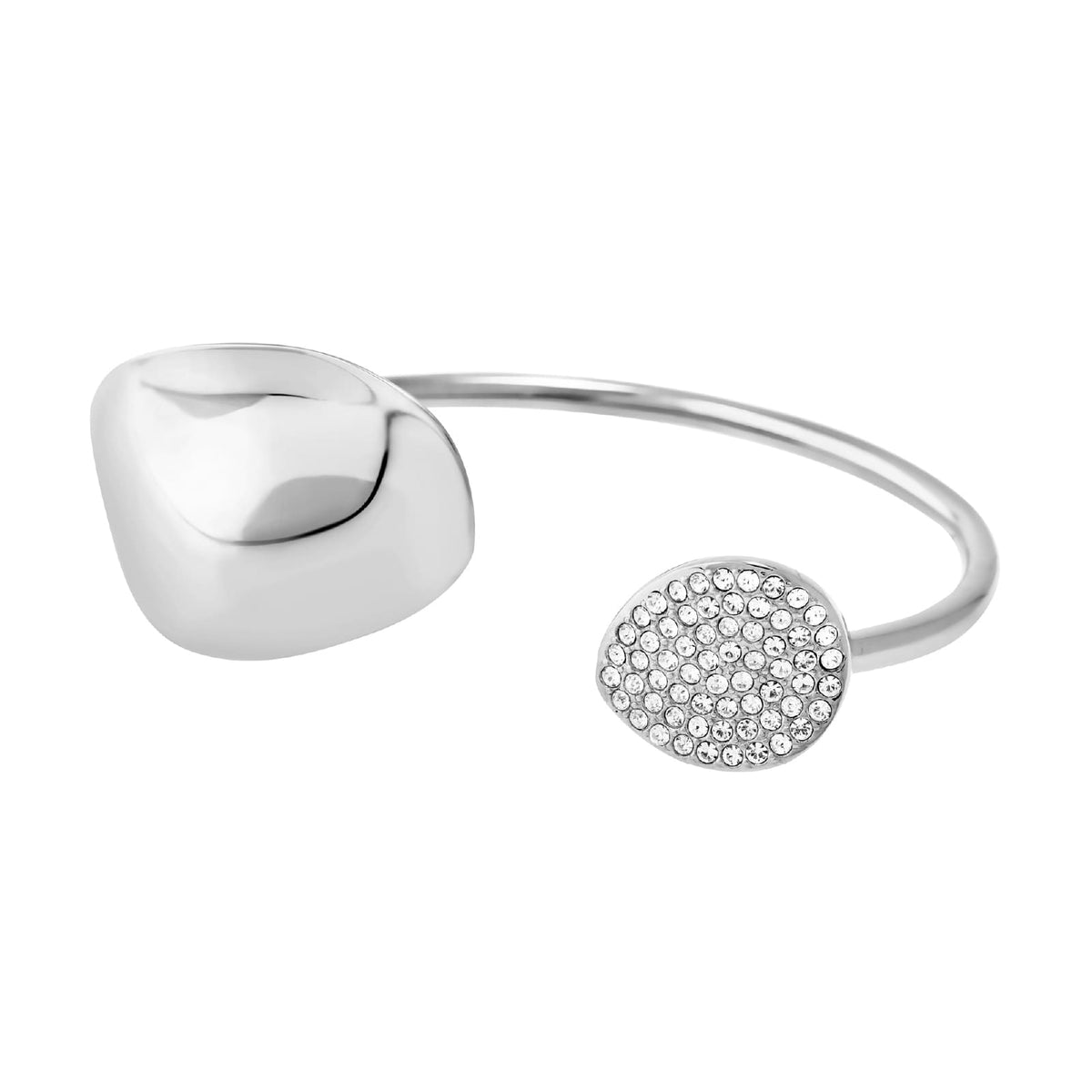 Bracciale rigido Breil Whisper Glow in acciaio e cristalli diametro 5,6 cm