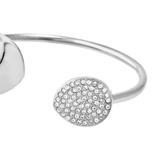Bracciale rigido Breil Whisper Glow in acciaio e cristalli diametro 5,6 cm