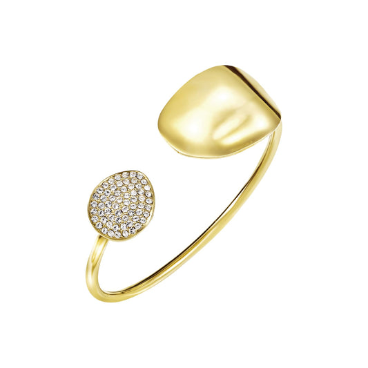 Bracciale rigido Breil Whisper Glow in acciaio oro cristalli