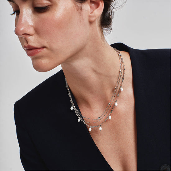 Collana multifilo Breil Magnetica System in acciaio e cristalli MISURA UNICA